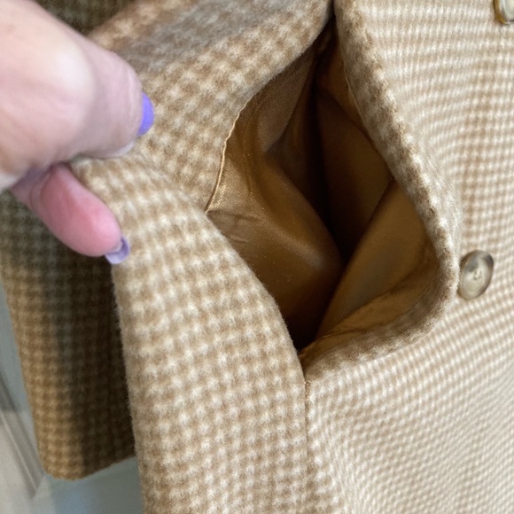 🍀VTG Cashmere Wool RICE Coat Company Houndstooth Check Coat - Picture 6 of 7